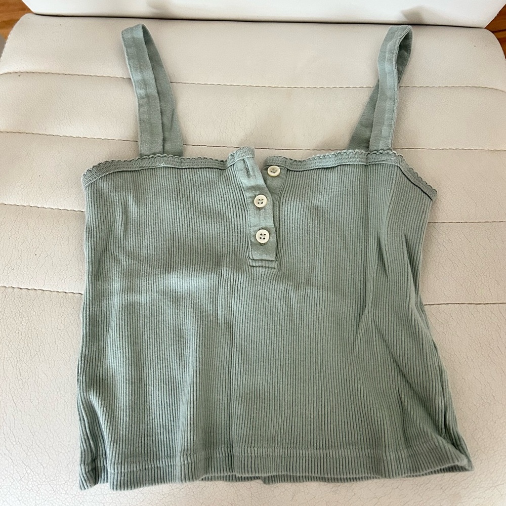 Brandy Melville Green Sleeveless Fitted Camisole